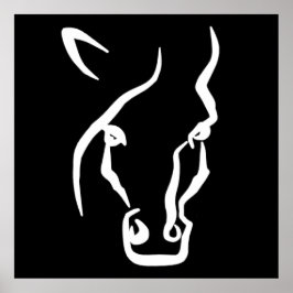 White Horse Face Poster