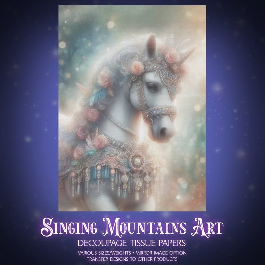 White Horse Fantasy Animal Craft Decoupage Tissuepapier