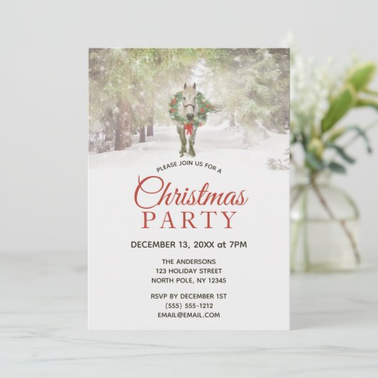 White Horse Forest Kerstfeest Kaart (Staand voorkant)