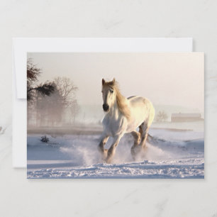 White Horse Galloping Through the Winter Snow