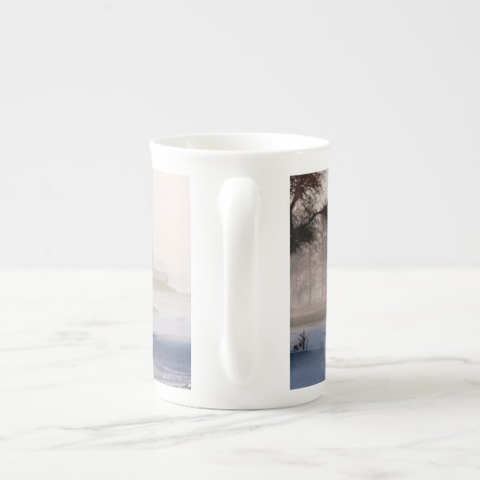 White Horse Galloping Through the Winter Snow Porselein Kop (Achterkant)