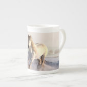 White Horse Galloping Through the Winter Snow Porselein Kop (Voorkant rechts)