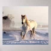 White Horse Galloping Through the Winter Snow Poster (Voorkant)