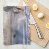 White Horse Galloping Through the Winter Snow Theedoek (Quarter Fold)