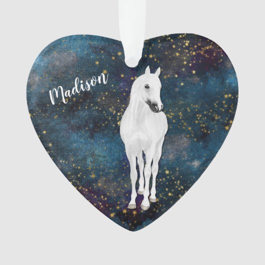 White Horse Gold Stars Dochter Ornament (voorkant)