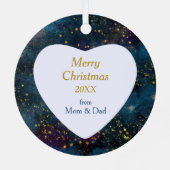 White Horse Gold Stars Kerstmis Metalen Ornament (Achterkant)