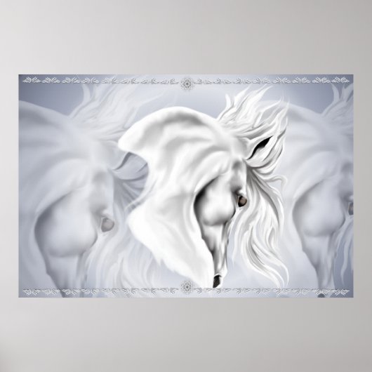 White Horse Head afdrukken Poster (Voorkant)