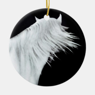 White Horse Head Drie Panels Keramisch Ornament