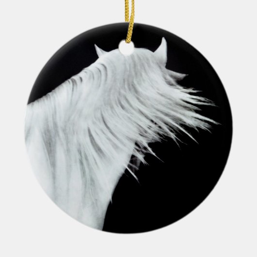 White Horse Head Drie Panels Keramisch Ornament (Voorkant)