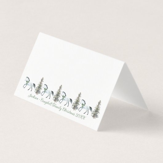 White Horse Holiday Cedar Guest Place Card Visitekaartje (Voorkant)