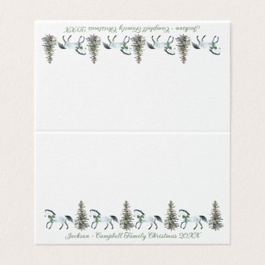 White Horse Holiday Cedar Guest Place Card Visitekaartje (Buitenkant ongevouwen)