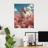 White Horse in a Field of Blossoms Poster (Thuiskantoor)
