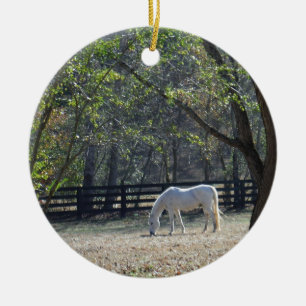 White Horse in bomen Keramisch Ornament