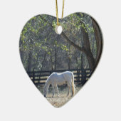 White Horse in bomen Keramisch Ornament (Links)