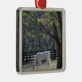 White Horse in bomen Metalen Ornament (Rechts)