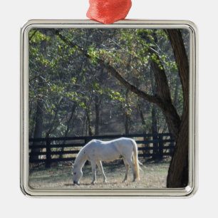 White Horse in bomen Metalen Ornament
