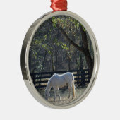 White Horse in bomen Metalen Ornament (Rechts)
