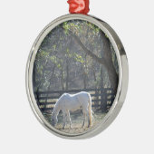 White Horse in bomen Metalen Ornament (Links)