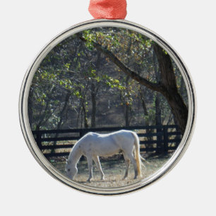 White Horse in bomen Metalen Ornament