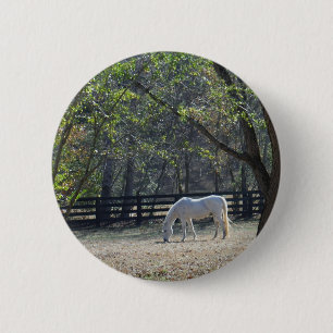 White Horse in bomen Ronde Button 5,7 Cm