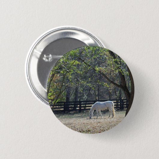 White Horse in bomen Ronde Button 5,7 Cm (Voorkant /achterkant)