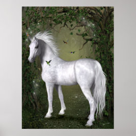 White Horse in Bossen met Hummingbird Print
