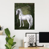 White Horse in Bossen met Hummingbird Print (Thuiskantoor)