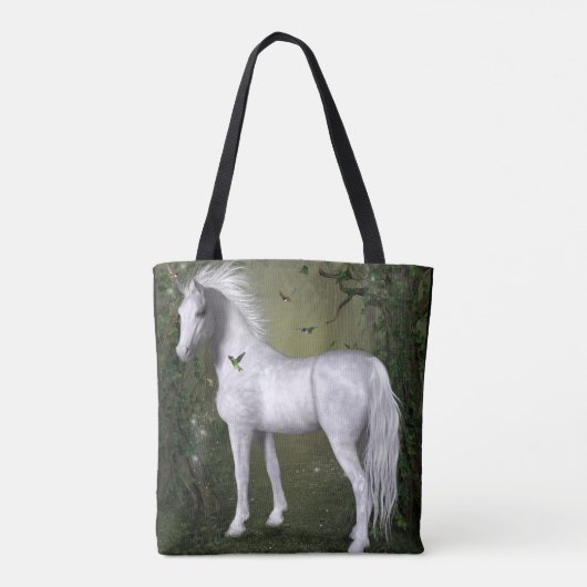 White Horse in Bossen met Hummingbird Tas (Achterkant)