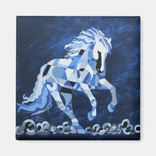 White Horse in de Moonlight Magneet