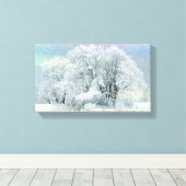 White Horse in een Sneeuw Storm Dramatisch Canvas Afdruk (Insitu (Houten vloer))