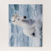 White Horse in het Zee Jigzaag Puzzle Legpuzzel (Verticaal)