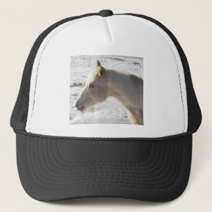 White Horse in Snow Trucker Pet