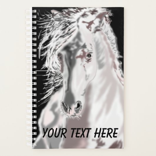 White Horse - - Jouw tekst toevoegen / Naam Planner (Voorkant)