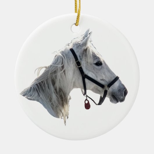 White Horse Keramisch Ornament (Voorkant)