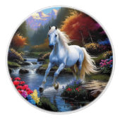 White Horse Keramische Knop (Voorkant)