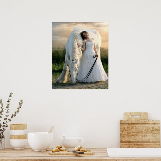 White Horse met bride Poster (Keuken)