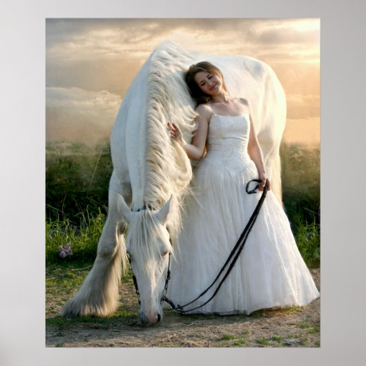 White Horse met bride Poster (Voorkant)