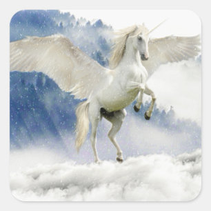 White Horse met Wings Vierkante Sticker
