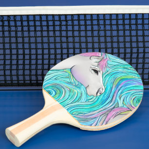 White Horse naadloze pasta-kleurig patroon Tafeltennisbatje