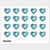 White Horse on Aqua Glitter Kijk Hart Sticker (Vel)