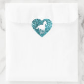 White Horse on Aqua Glitter Kijk Hart Sticker (Tas)