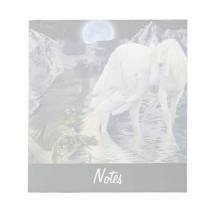 White Horse Pegasus & Black Raven Fantasy Notitieb Notitieblok