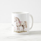 White Horse Pink Bow Floral Koffiemok (Voorkant rechts)