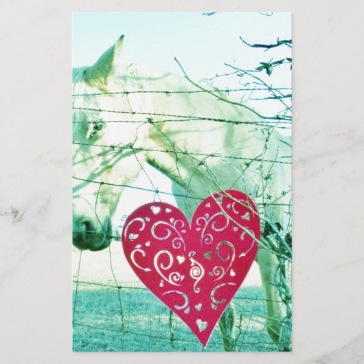 White Horse Red Heart Valentijn Briefpapier (Voorkant)