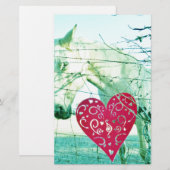 White Horse Red Heart Valentijn Briefpapier (Voorkant / Achterkant)