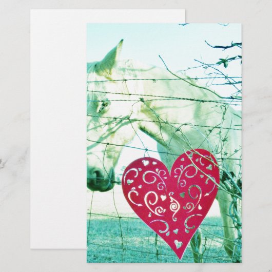 White Horse Red Heart Valentijn Briefpapier (Voorkant / Achterkant)