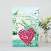 White Horse Red Heart Valentijn Briefpapier (Staand voorkant)