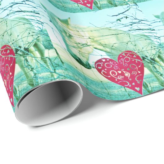 White Horse Red Heart Valentijn Cadeaupapier (Rol Hoek)