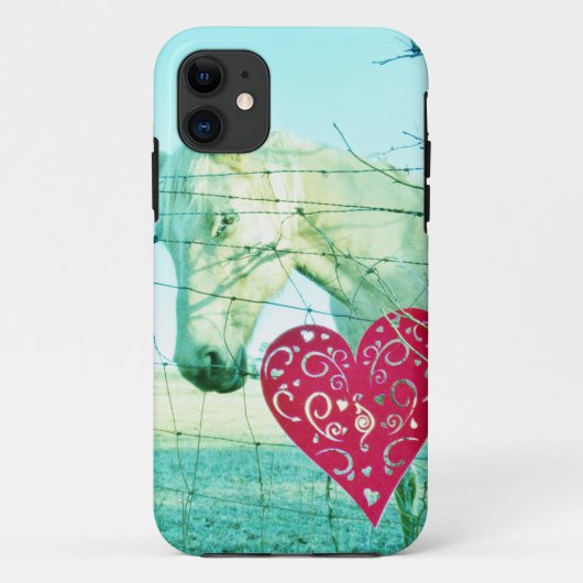 White Horse Red Heart Valentijn Case-Mate iPhone Case (Achterkant)