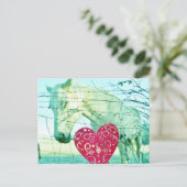 White Horse Red Heart Valentijn Feestdagenkaart (Staand voorkant)